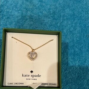 Kate Spade Gold Necklace with Heart and Cubic Zirconia